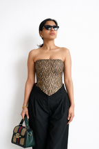 Lace Corset Beige Black