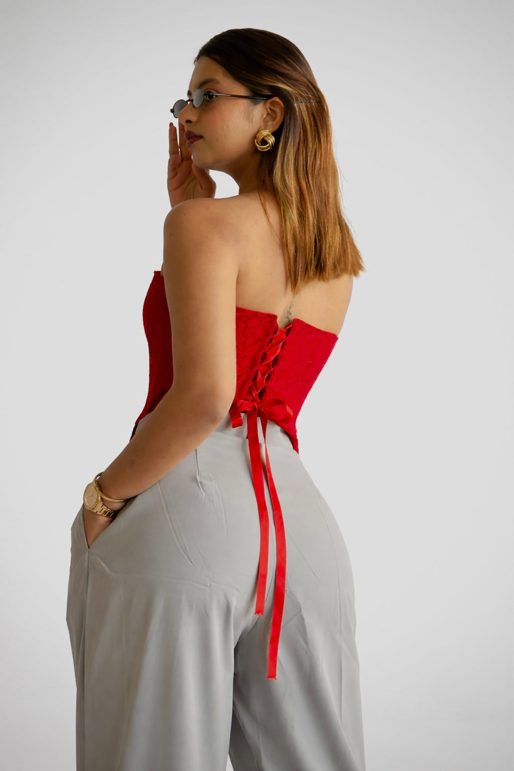 Lace Corset Red