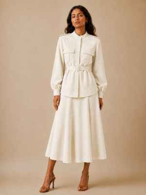 khadi co ord set ivory